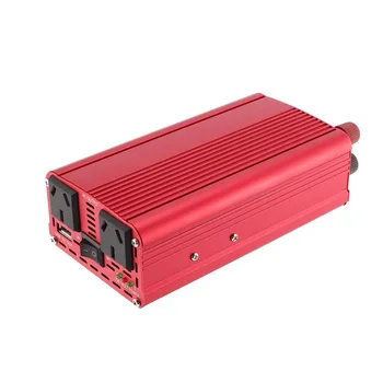 

DC 12V To AC 240V Power Converter Red Dual USB Ports Car Voltage Converter Aluminum Alloy Case Car Charger With Clip hot sale