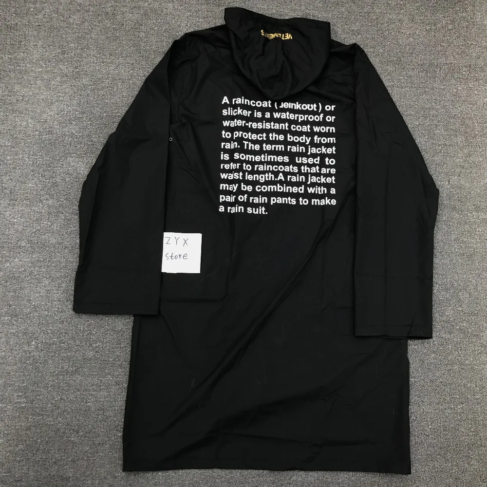 Высокое качество Vetements плащ в Сеульском гараже распродажа Водонепроницаемая длинная куртка пальто буквы Vetements плащ