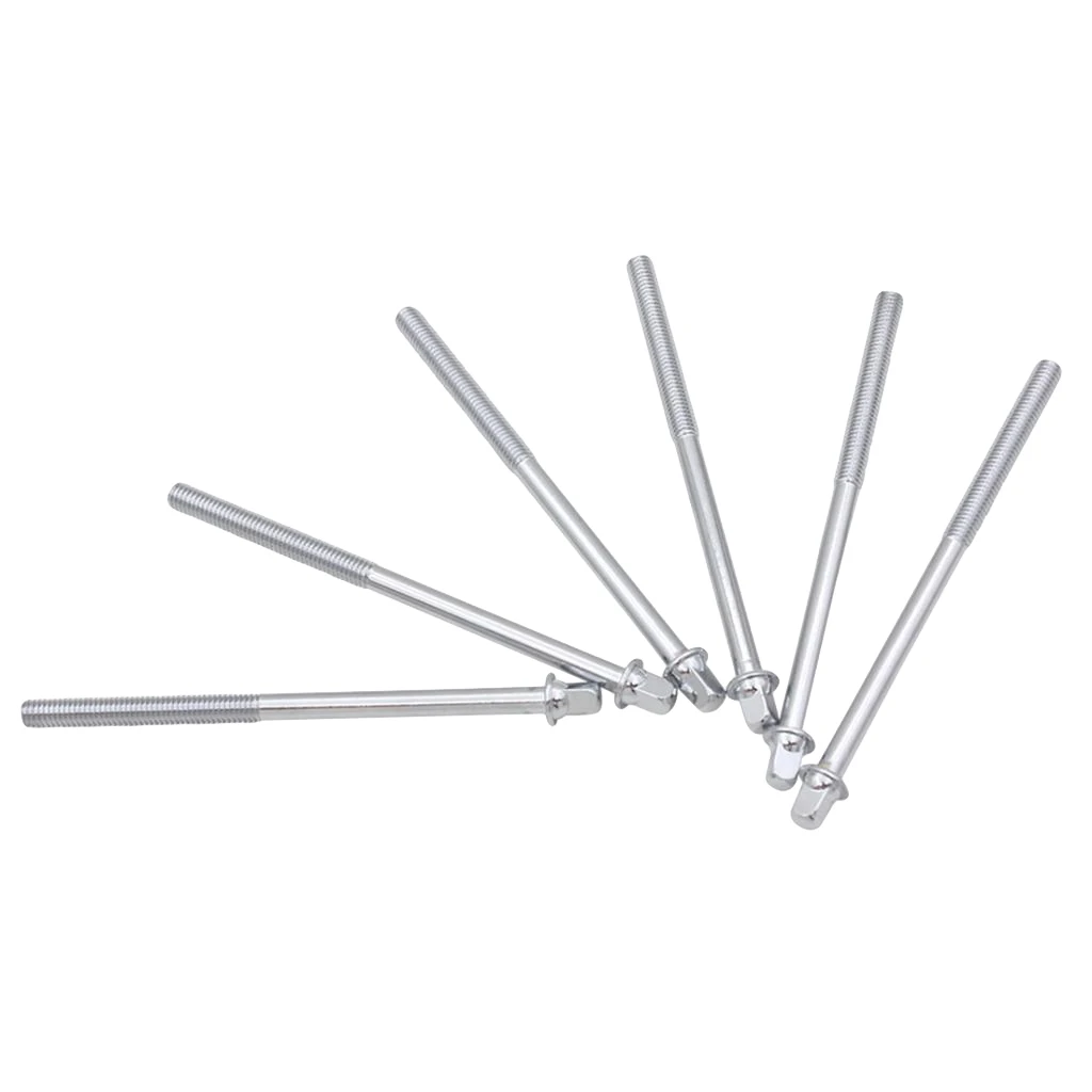 Durable 6 Pcs Drum Blots Tension Rods Long Screws Musical Instrument Accessory