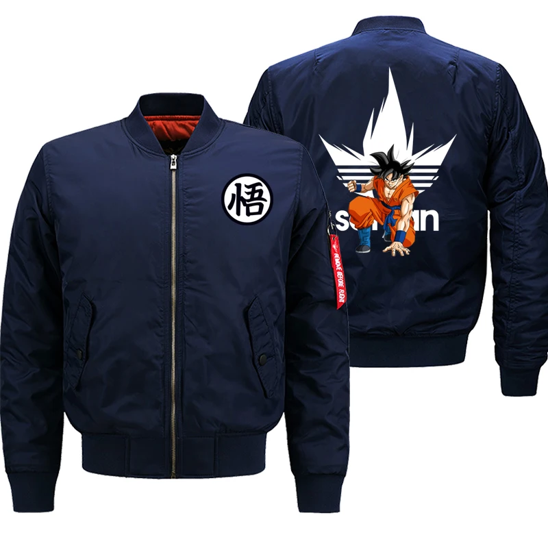 dark blue 6 Dragon Ball Z Аниме Saiyan куртка мужская мотоциклетная Байкерская Толстая куртка осень зима мужская куртка-бомбер военная куртка плюс 8XL - Цвет: dark blue 6