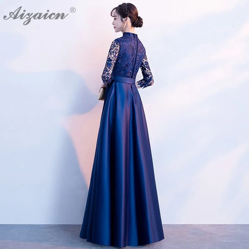 Синий Cheongsam кружева вечерние платья Qi Pao женское традиционное китайское платье Qipao продвижение халат Оригинальное элегантное винтажное платье