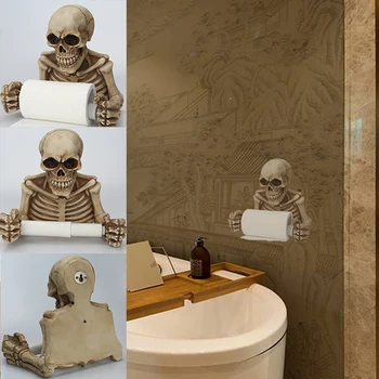 

Paper Towel Roll Skull Toilet Paper Roll Holder Paper Towel Holder Resin Home Wall Mount Kitchen Organizer Bathroom