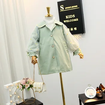 

Girls' trench coat 2020 new autumn children's daisy coat mid-length college style foreign style children's clothing trend