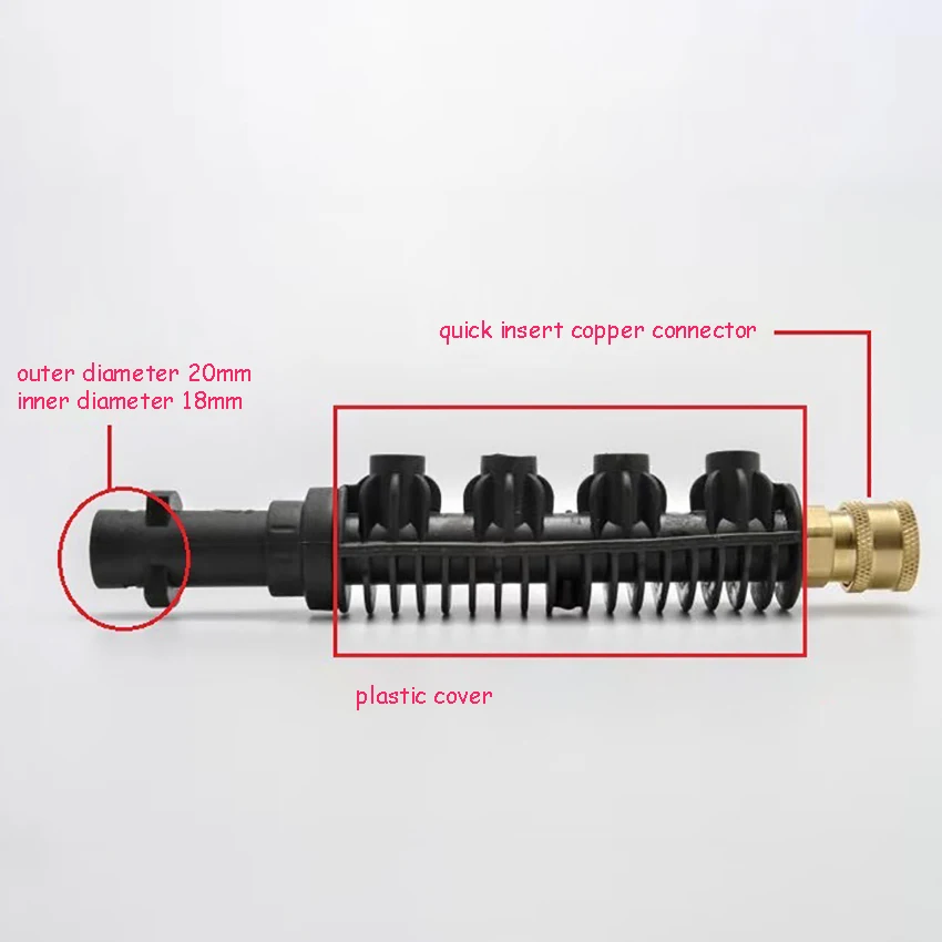 1 Set 38cm High Pressure Car Wash Water Gun Long Curved Rod 1/" Quick Connector Cleaning Nozzle Combination Accessories