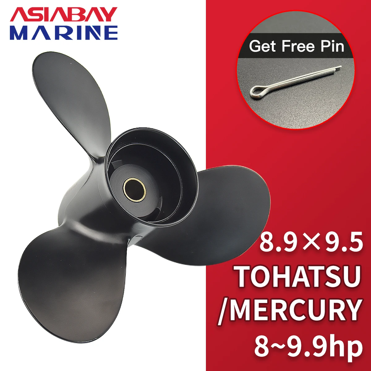 8.9 * 9.5 For Tohatsu Mercury 3B2B64519-1 8hp 9.9 hp Marine Propeller Outboard Aluminum Alloy Screw 12 Spline Boat Part Marine Propeller