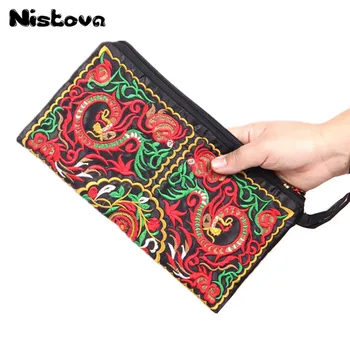 

Women's Floral Embroidery Ethnic Style Handbag Cotton High Quality Large Capacity Clutch Bag Casual Retro Features Ladies Clutch