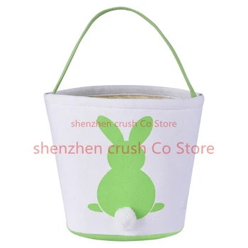 

50pcs/lot 2019 Easter Day hot selling canvas easter tail bucket good quality easter basket tote bags kids gift bucket