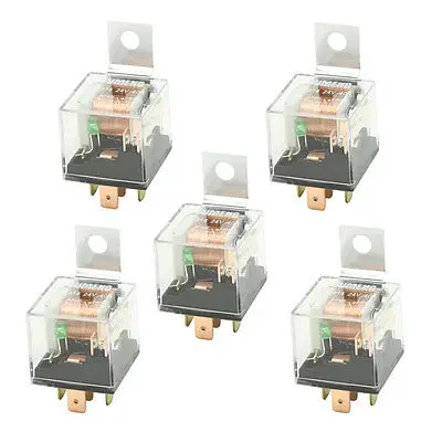 

DC 24V 40A 1NO+1NC SPDT 5 Pin Male Plug Green Pilot Lamp Auto Car Relay 5 Pcs