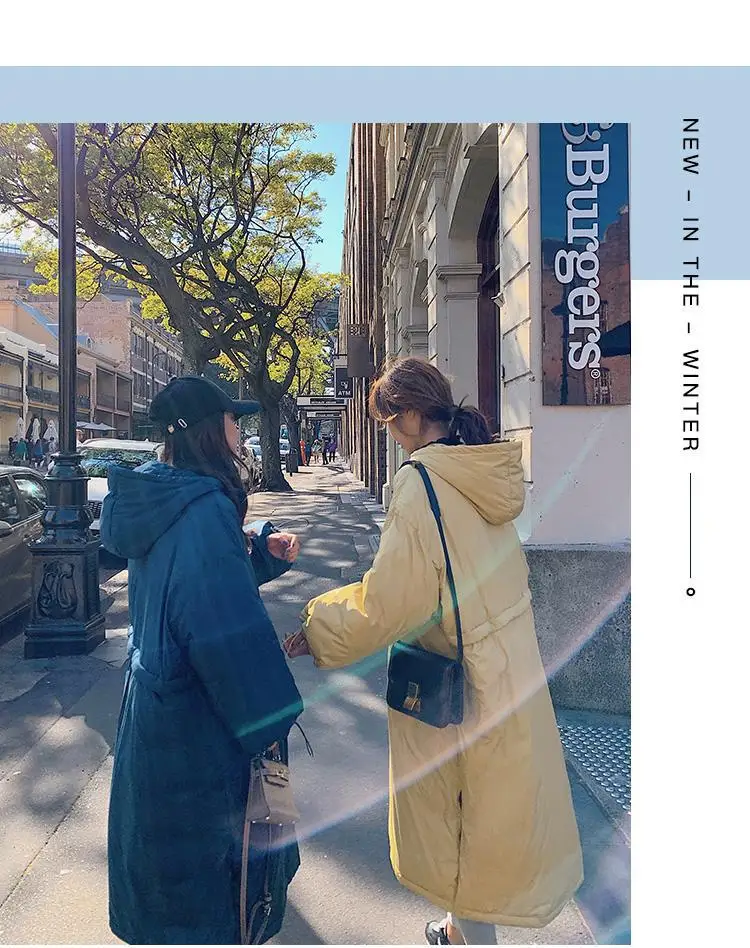 Students Thick Warm Solid Color Cotton Coat Women's Mid-length 19 Winter New Style Korean-style Loose Casual Hooded Pullover Cot