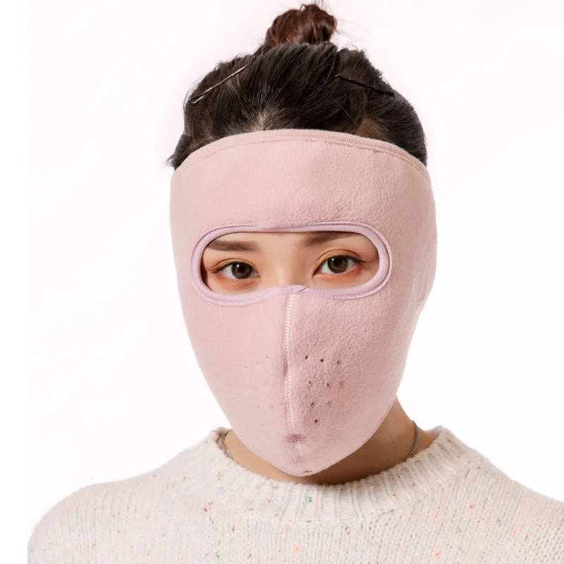 Pink Зимняя теплая флисовая маска для лица для езды на велосипеде, шеи, мотоцикла, лыж, сноуборд, ветрозащитная шапка, Балаклавы для полиции, Спортивная маска для лица - Цвет: Pink