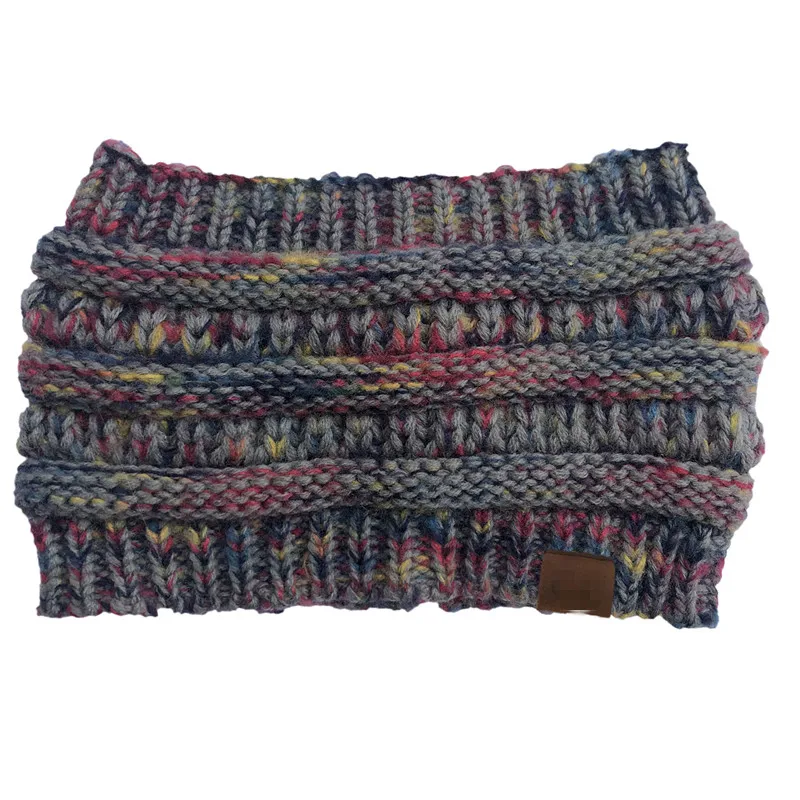 New Headwear Knitted Crochet Headband Turban Winter Ear Warmer Headwrap Elastic Hair Band for Women's Wide Hair Accessories - Цвет: dark gray with tag