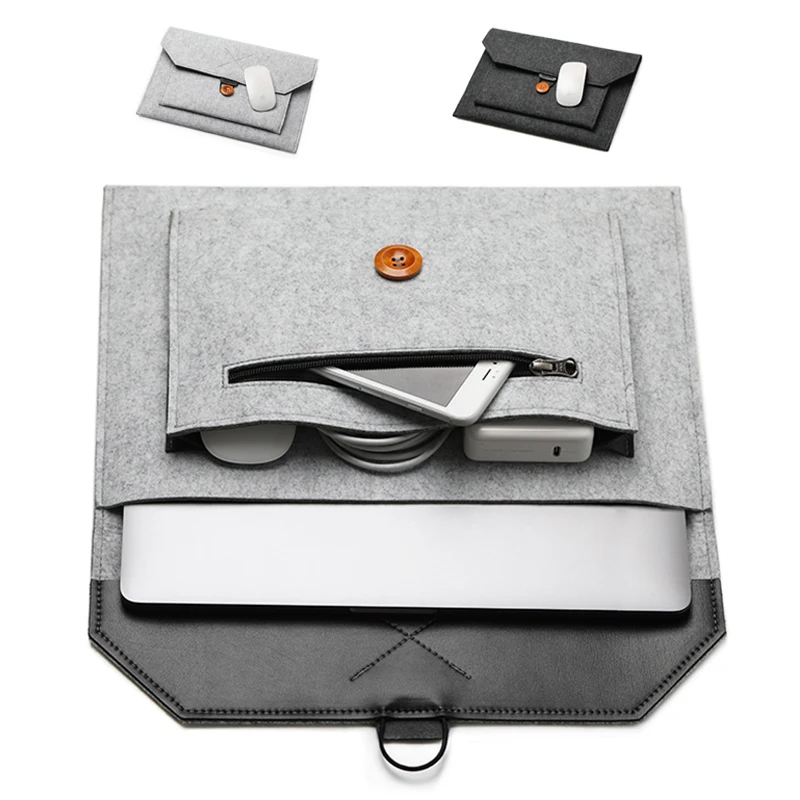 

Fashion Wool Felt Notebook Sleeve Bag Laptop Handbag Case For Macbook Air Pro 11 12 13 15 Xiaomi Lenovo iPad Tablet Laptop Bag