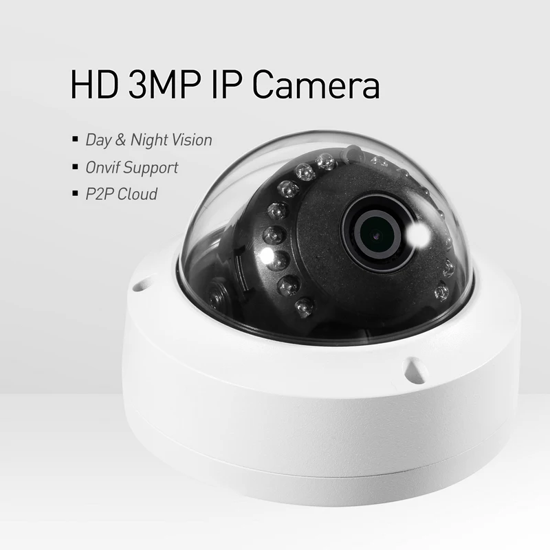 Антивандальная Водонепроницаемая камера видеонаблюдения POE 3 Мп 1296P/1080P