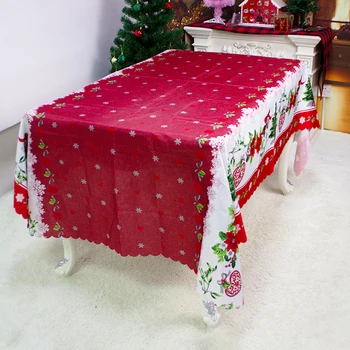 

PVC Christmas Home Ornaments Tablecloth Christmas Decoration Home Table Cover Wonderful for New Year Decor Supply