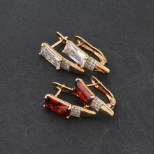 

Korean Fashion Square Dangle Earrings For Women Wedding Luxury Quality Jewelry Fine 585 Rose Gold Hanging Earrings Gift For Girl