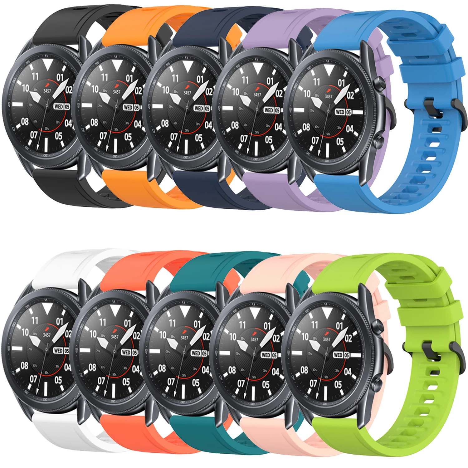 

20/22mm Sport Rubber Band for Samsung Galaxy Watch 3 45mm 41mm Silicone Strap Bracelet