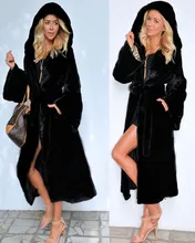 

Luxurious Thick Hooded Faux Fur Coat Winter New Warm Long Faux Fox Fur Coats Women Fashion Plus Size Coats Elegant Jackets Black