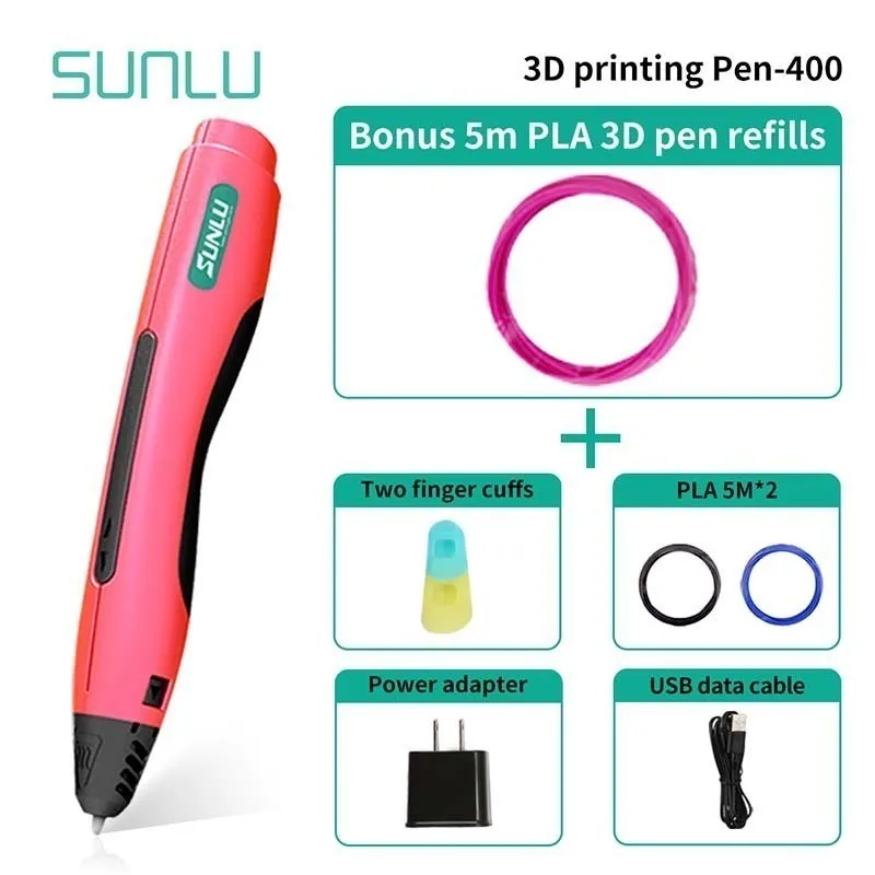 SL-400-5.1-Pink SL-400 ручка для 3D печати Поддержка PLA нити одна кнопка управление 3D ручки легко для детей scible Исследуйте Мозги игрушки - Цвет: SL-400-5.1-Pink