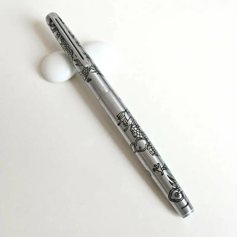 

Old Stock Wing Sung 220 Steel Dragon and Phoenix Pattern Fountain Pen Fine Nib Stationery Office school supplies