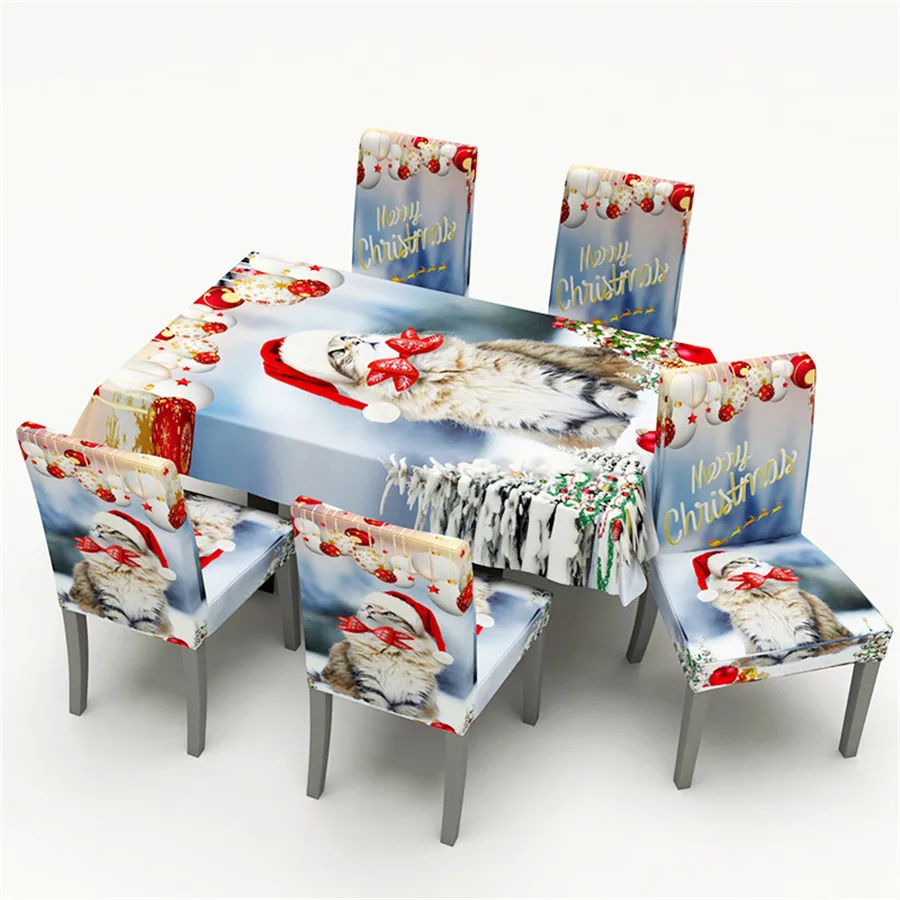 

New Year Merry Christmas Decorations for Home Wholesale Waterproof Dining Tablecloth Chair Cover Christmas Style Navidad Natal
