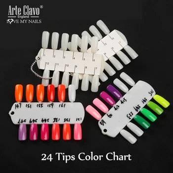

Arte Clavo Artificial False Nail Tips Chart 24Color Card Board Swatch Sample Stand Palette Manicure Nail Art Display Design Tool