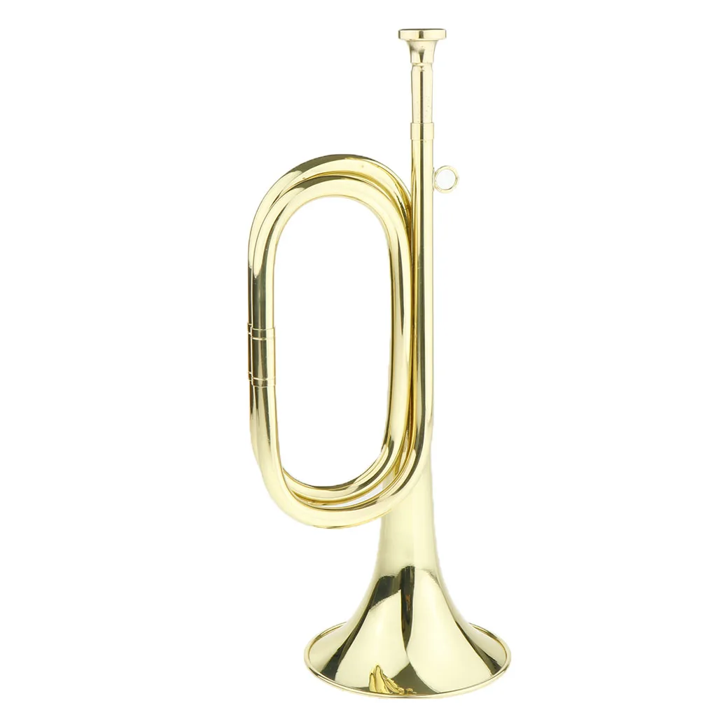 Brass Cavalry Trumpet Bugle for Scouting Marching Band, Golden