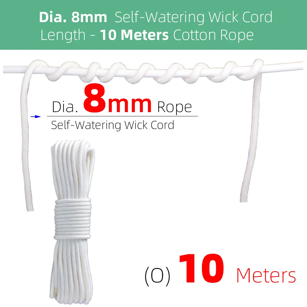 4/5/6/8MM Self-Watering Wick Cord Vacation Planter Pot DIY Automatic Watering Device System Potted Auto Drip Waterer Cotton Rope 