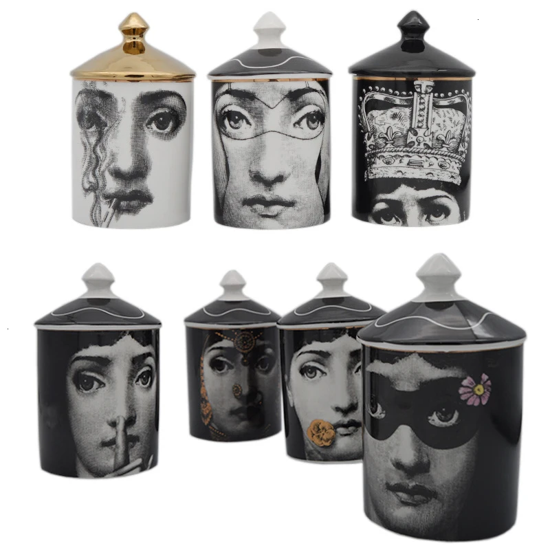 Винтажный подсвечник Fornasetti, канделябр, человеческое лицо, керамическая банка для хранения ювелирных изделий, держатель для ручек, Настольный Декор для дома, украшение