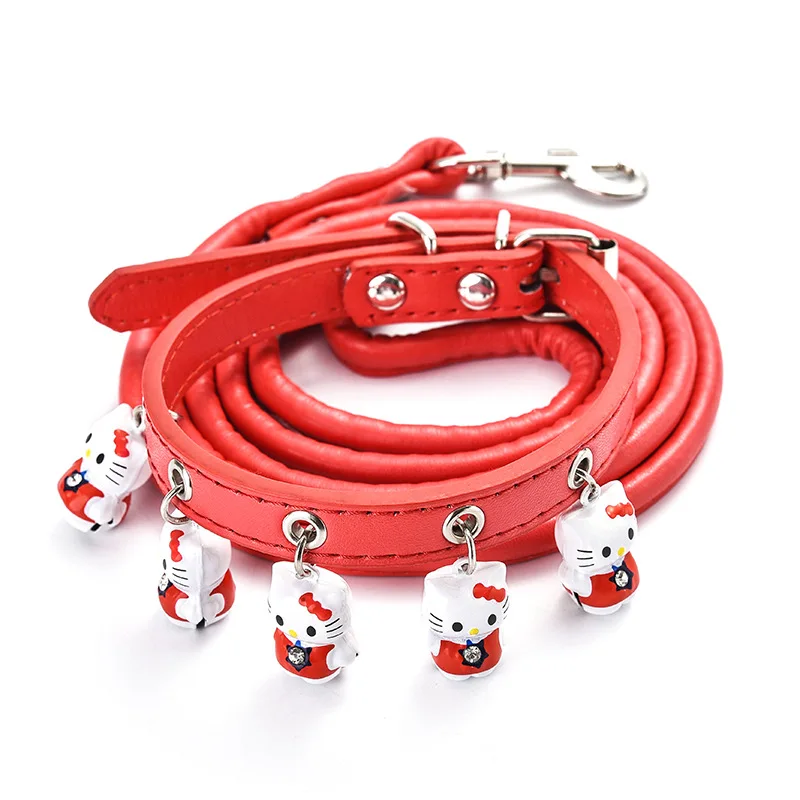 Red KT cat Легкая одежда ошейник для кошек собак ошейник с колокольчиком Регулируемая пряжка ошейник для собак товары для щенков питомцев аксессуары для маленьких собак чихуахуа - Цвет: Red KT cat