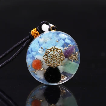 

Orgonite Pendant Sri Yantra Symbol Necklace Chakra Healing Copper Orgone Jewelry Glow In The Dark For Women