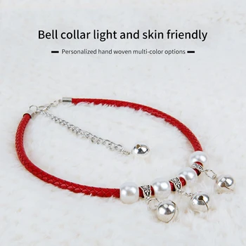 

New Pet Amulet Noble Small Bell Leather Cute Dog Cat Puppy Collar for Pet Little Dogs Cats accessories Supplies XS/S/M/L/XL