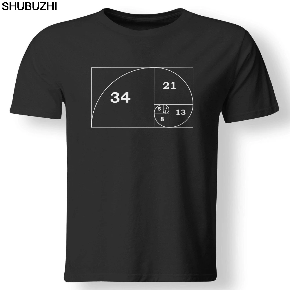 

Natural Cotton Printed Man Round Collar T Shirt Fibonacci Spiral Golden Ratio Math Graphic Design Marketing Teacher Gift T-Shirt