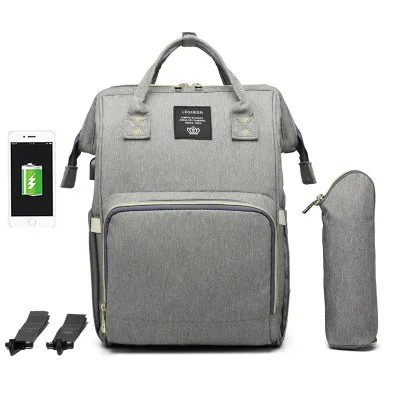 Сумка для детских подгузников Snailhouse с USB, сумка для подгузников для мам и мам, Большая вместительная сумка для подгузников, рюкзак для путешествий, сумка для ухода за ребенком - Цвет: gray