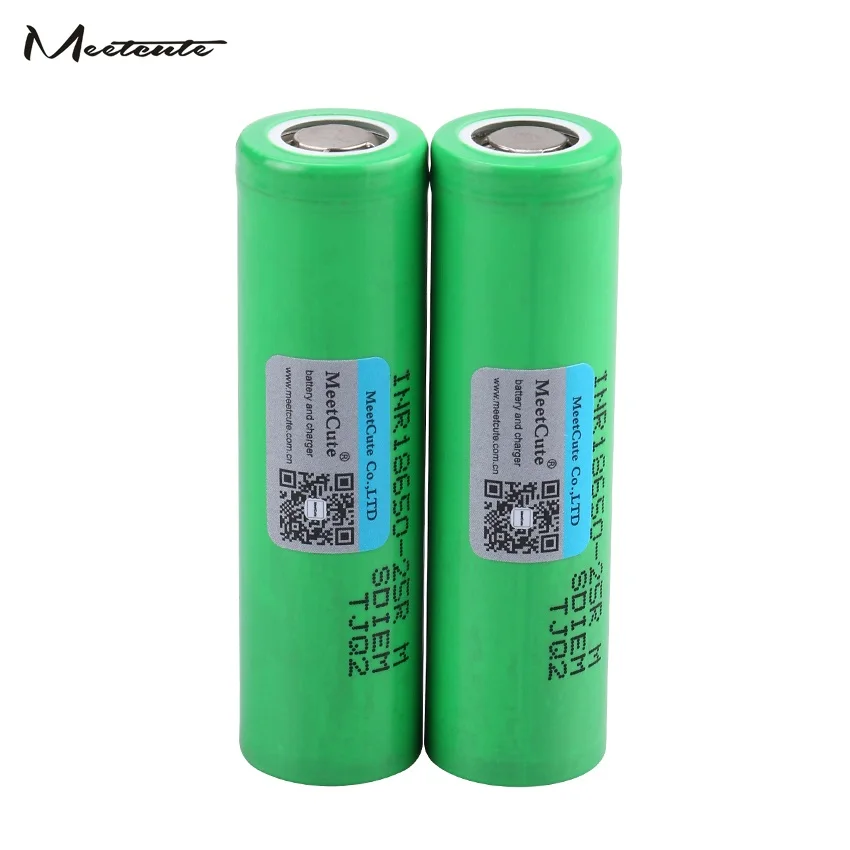 2pcs Meetcute INR18650-25R 3,7 V 2500mAh 18650 литиевая аккумуляторная батарея для светодиодного фонарика - Цвет: 2pcs