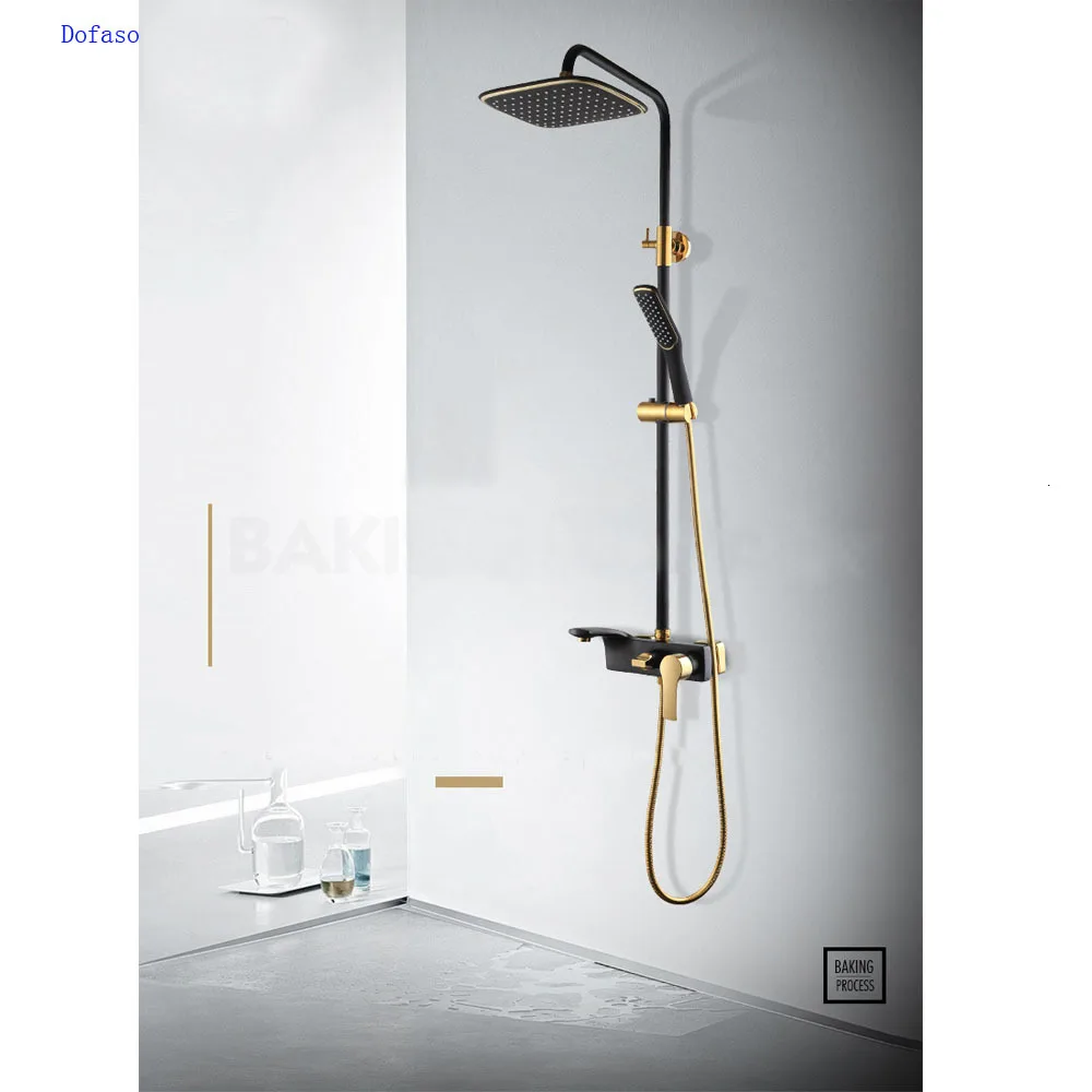 black shower Ретро Европейский душ для ванной душ белый дождь и золотой душ смешанный кран Душ черный ретро Душ - Цвет: black shower