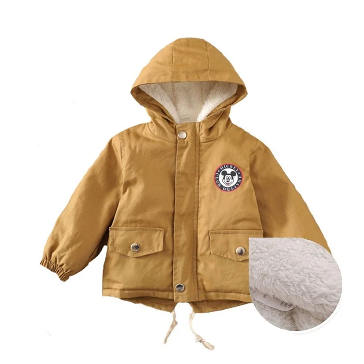 Benemaker/флисовые куртки с Микки Маусом для маленьких мальчиков и девочек; зимняя одежда; детские пальто; детская куртка-бомбер; ветровка; детская верхняя одежда; YJ153 - Цвет: Fleece Khaki