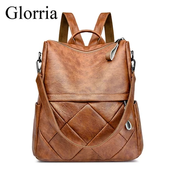 

Lattice Women Leather Backpacks High Quality Ladies Bagpack Luxury Designer Large Capacity Casual Daypack Girl Sac A Dos Bolso