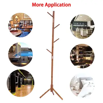 

Solid Wood Coat Rack, Lacquered Pine Hat and Coat Rack with 8 Hooks-Living Room and Bedroom Clothes Hanger