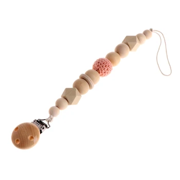

Baby Infant Dummy Pacifier Soother Nipple Shield Wood Chain Clip Holder DIY Gift