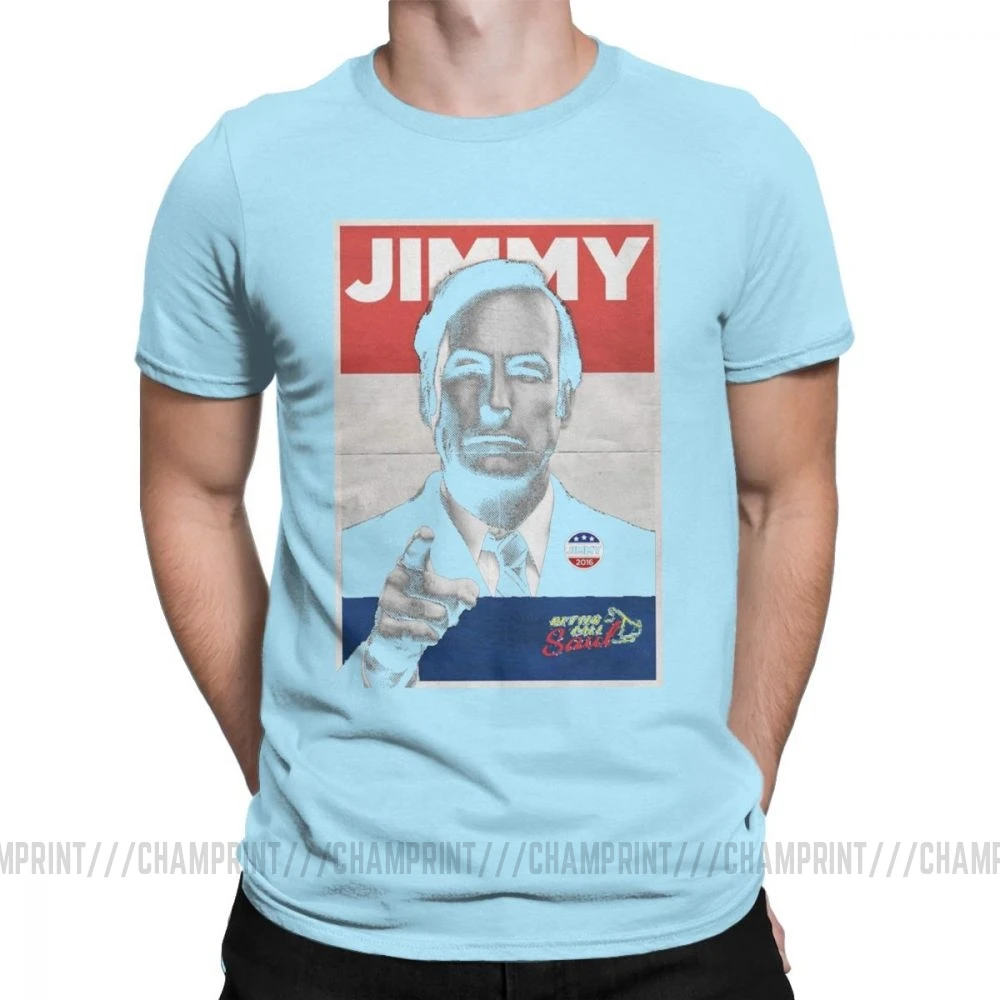 Мужские футболки с надписью «Vote Jimmy The Lawyers Better Call Saul», футболки с коротким рукавом для сериала Goodman, футболки из чистого хлопка - Цвет: Небесно-голубой