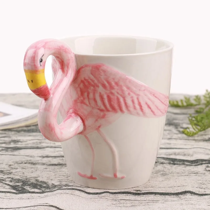 Керамическая чашка для воды с Фламинго 3D животным стерео кофейная молочная