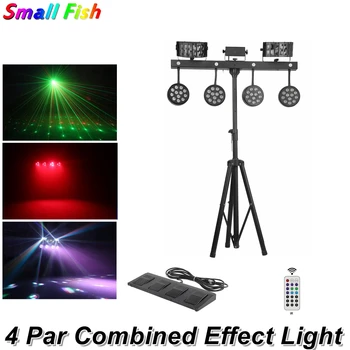 

LED 4 Par Combined Effect Light 126W LED Par Kit With Light Stand And Foot Controller Disco Laser Light Dj Stage Light Music
