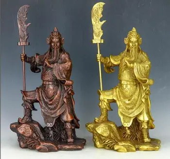 

Copper Statue 24cm Pure copper Guan Gongxiang Guan Yuyun Chang Feng Shui home crafts ornaments