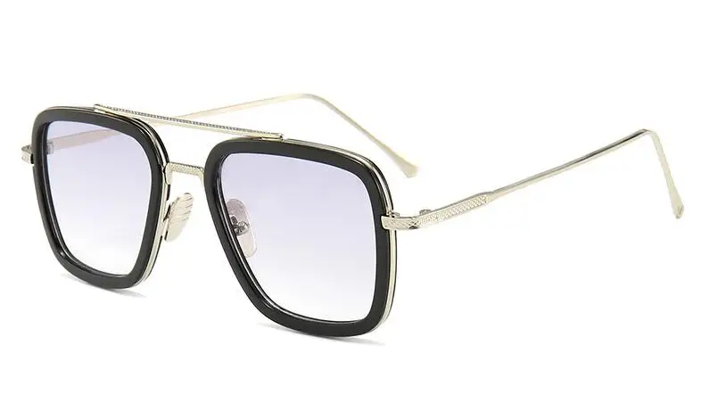 Lentes Tony Stark Lentes Tony Stark солнцезащитные очки мужские металлические зеркальные квадратные винтажные Железный человек солнцезащитные очки gafas zonnebril heren - Цвет линз: Lentes Tony Stark