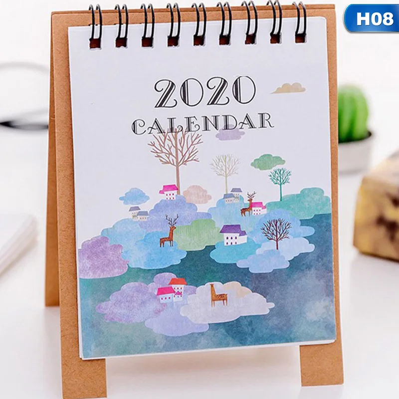 Ручной рисунок свежий мультфильм Мини Фламинго настольная бумага календарь двойной ежедневный планировщик стол планировщик годовой Органайзер дня - Цвет: H08
