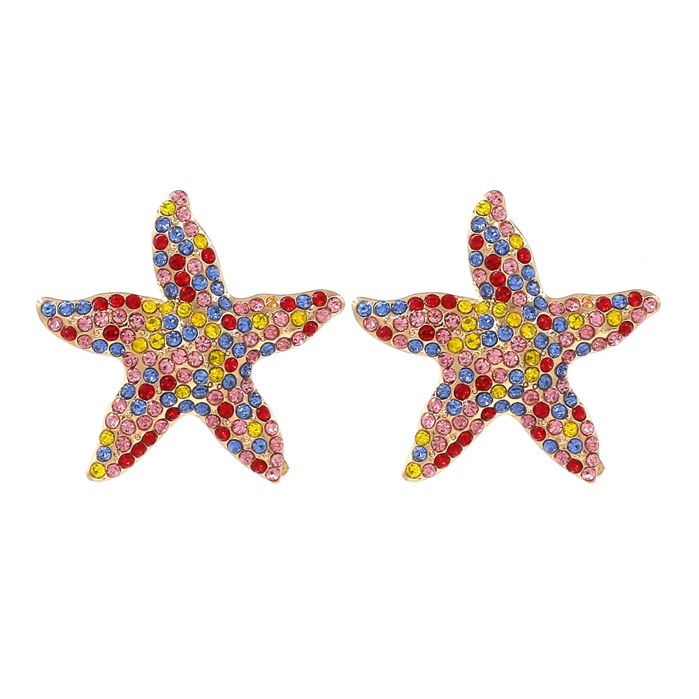 Vodeshanliwen многоцветные стразы серьги-гвоздики для рыбы женские модные Кристаллы массивные большие серьги аксессуары - Окраска металла: 8