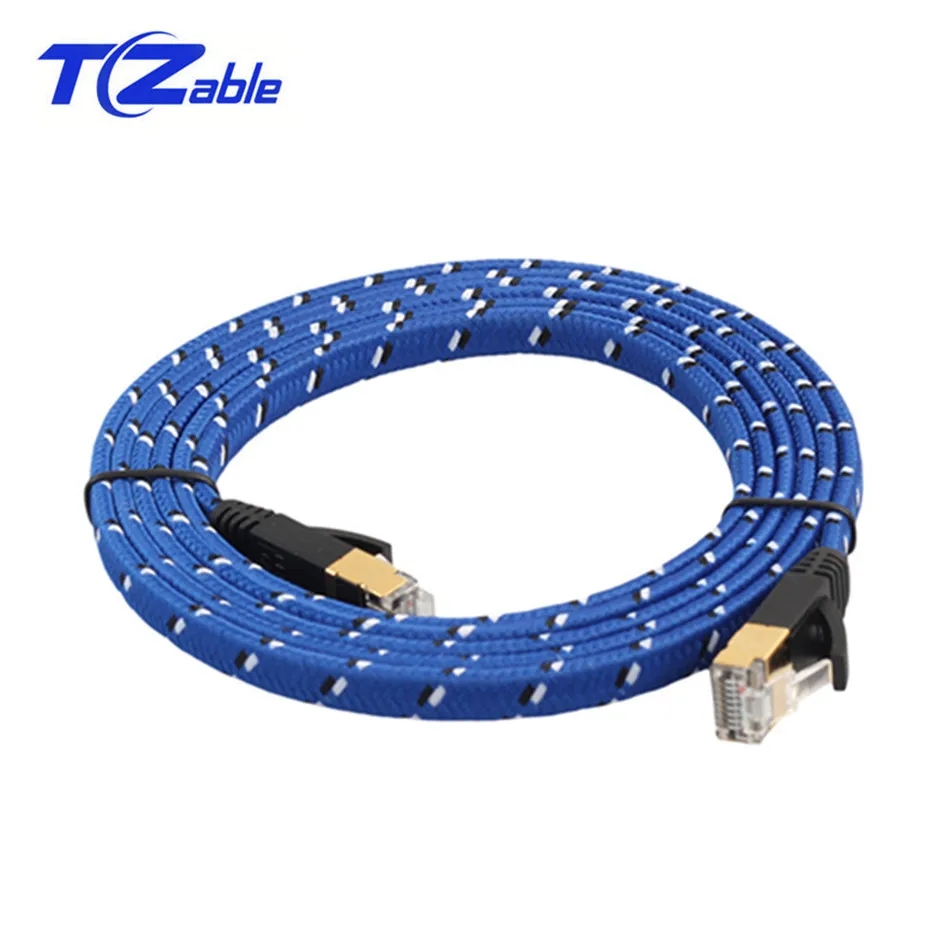 Кабель Ethernet Cat 7 плоский провод с оплеткой Lan кабель UTP RJ 45 сетевой RJ45 10 Гбит/с