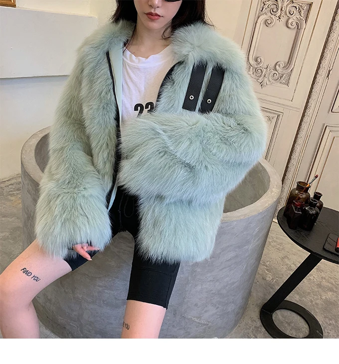 Two sides wearing autumn and winter imported fox fur grass coat female Korean Streetwear real fox fur coat New