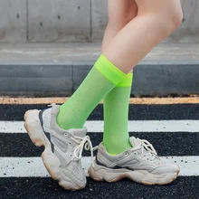 Популярные летние крутые одноцветные хлопковые носки для девочек флуоресцентные винтажные носки в стиле хип-хоп носки для скейтборда и уличных танцев хипстерские