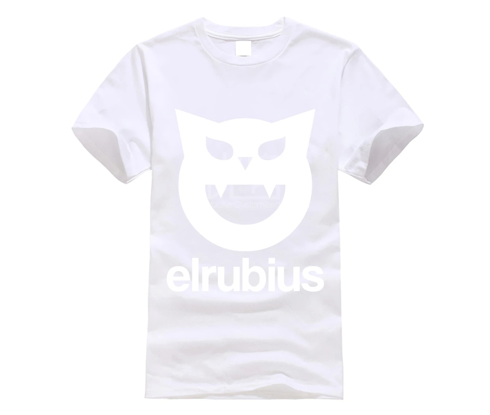 Футболка с круглым вырезом с логотипом Elrubius, топ с круглым вырезом, черная и белая футболка для мужчин - Цвет: white